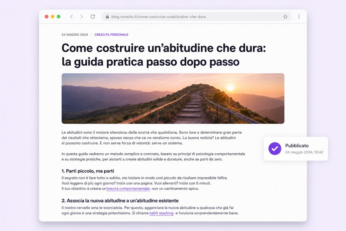 Anteprima di un articolo pubblicato sul blog con immagine di copertina e link interni
